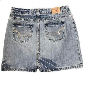 Y2K American Eagle Jean skirt with rhinestones back pockets size 4